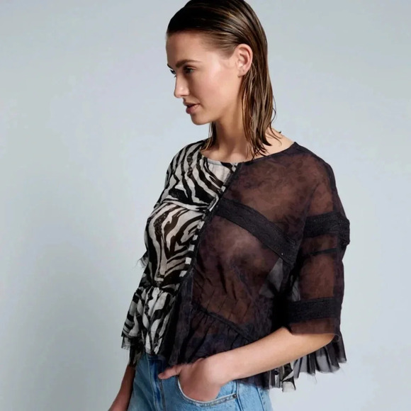 🌴 One Teaspoon NWT Ripple Night Dance Top SMALL oversized - Picture 8 of 9